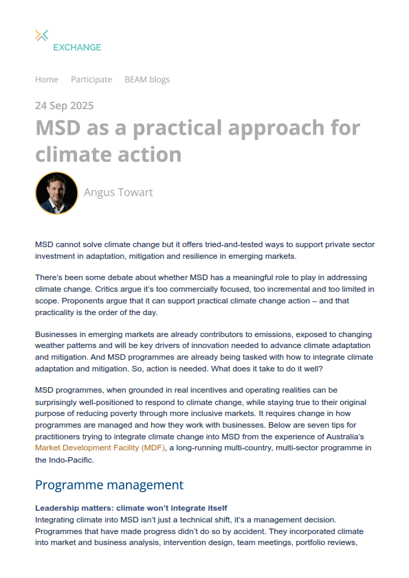 MSD as a practical approach for climate action